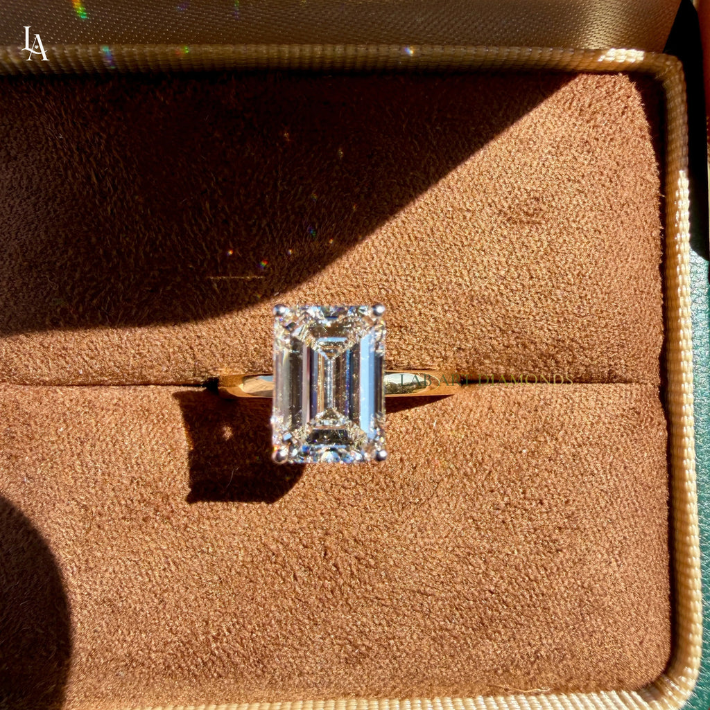 Emerald Cut Hidden Halo Engagement Ring