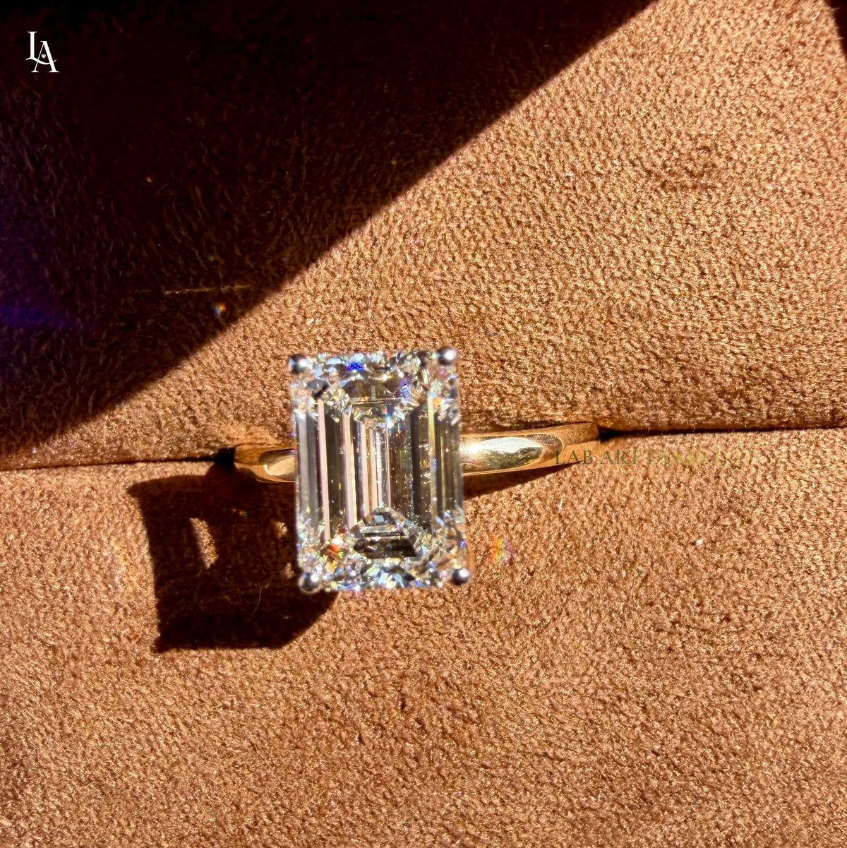 Emerald Cut Hidden Halo Engagement Ring