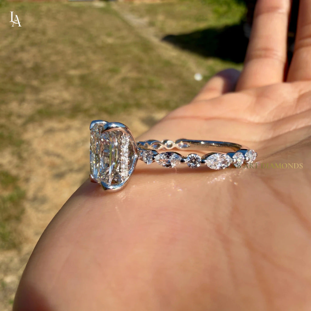Radiant Cut Hidden Halo Engagement Ring