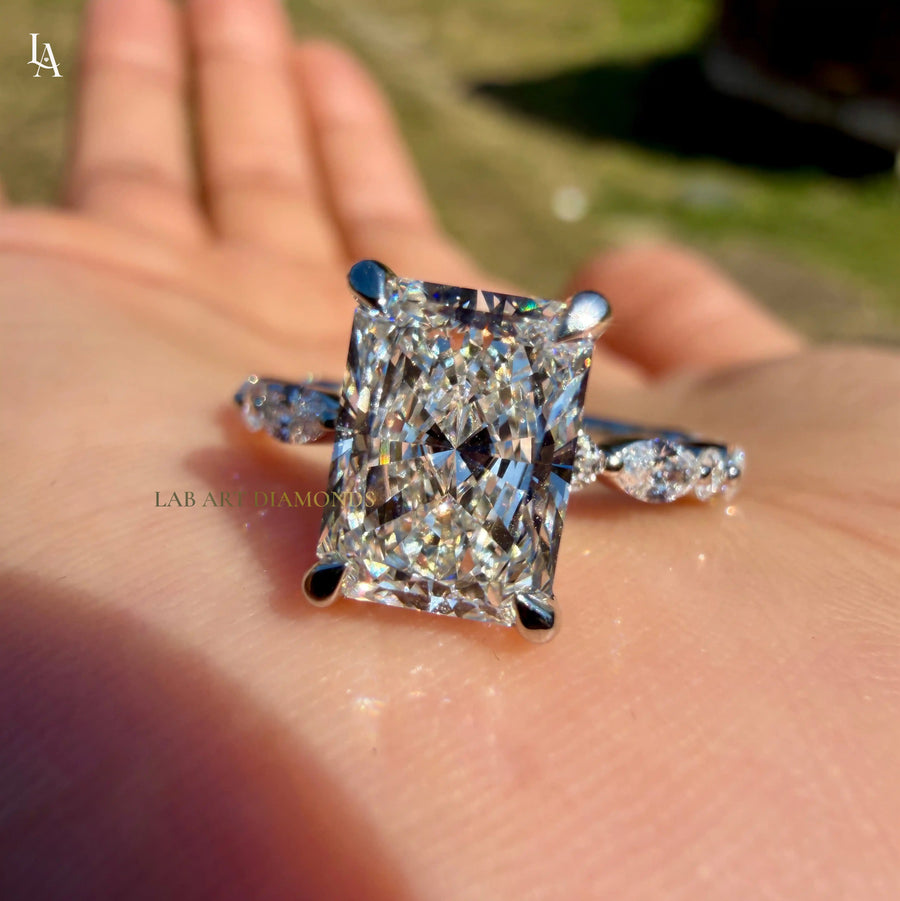 Radiant Cut Hidden Halo Engagement Ring