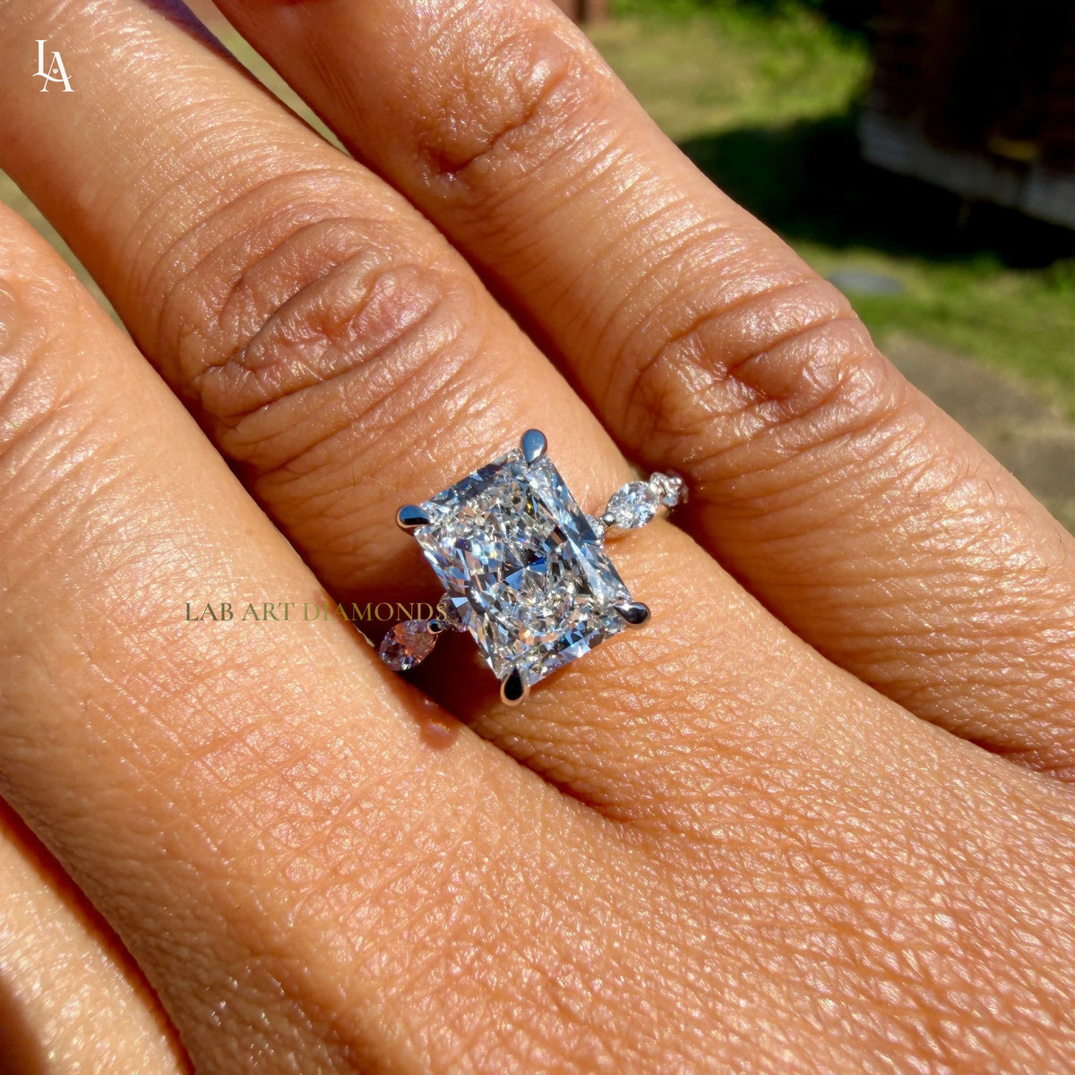 Radiant Cut Hidden Halo Engagement Ring