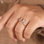 Marquise Cluster Open Leaf Wrap Band