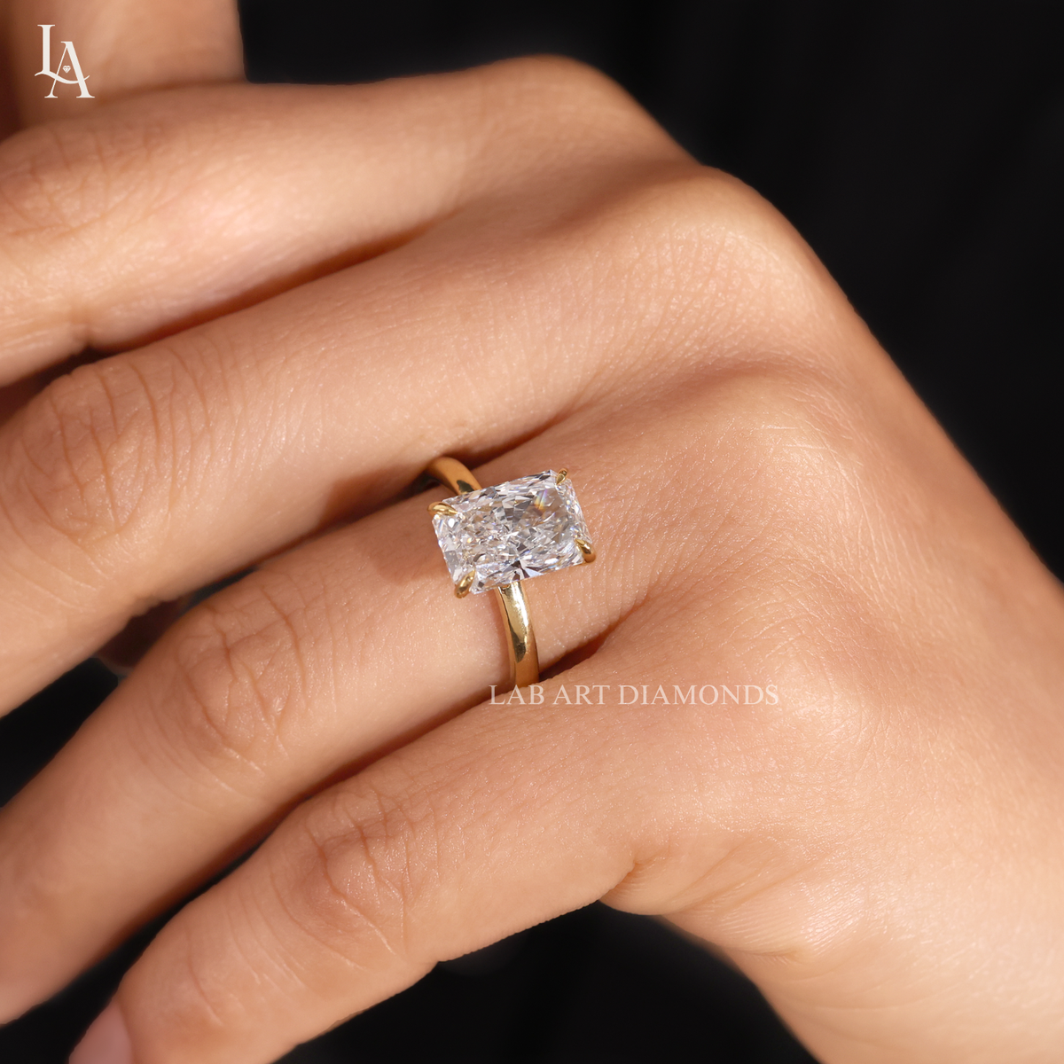Elongated Radiant Cut Solitaire Engagement Ring