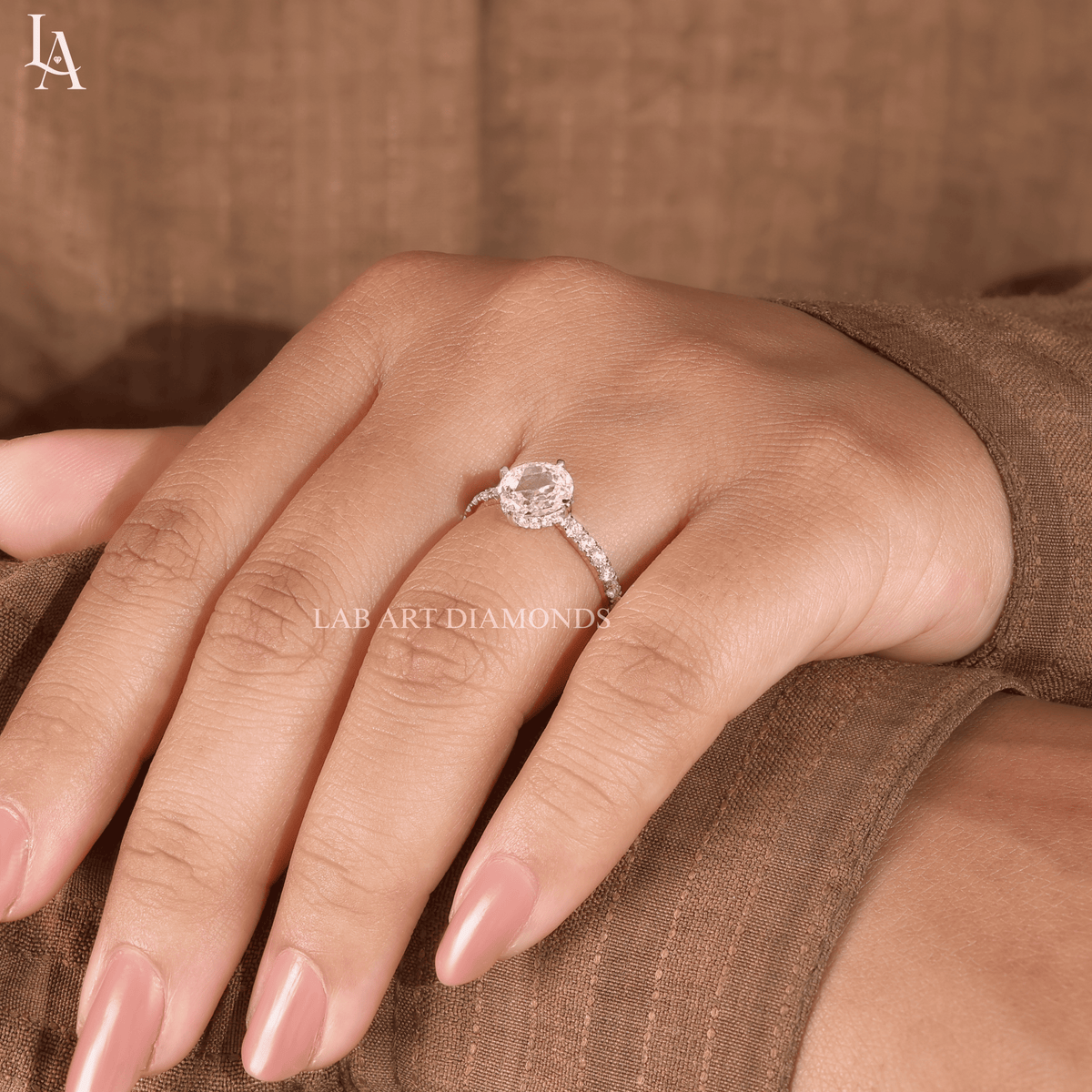 Round Rose Cut Hidden Halo Engagement Ring