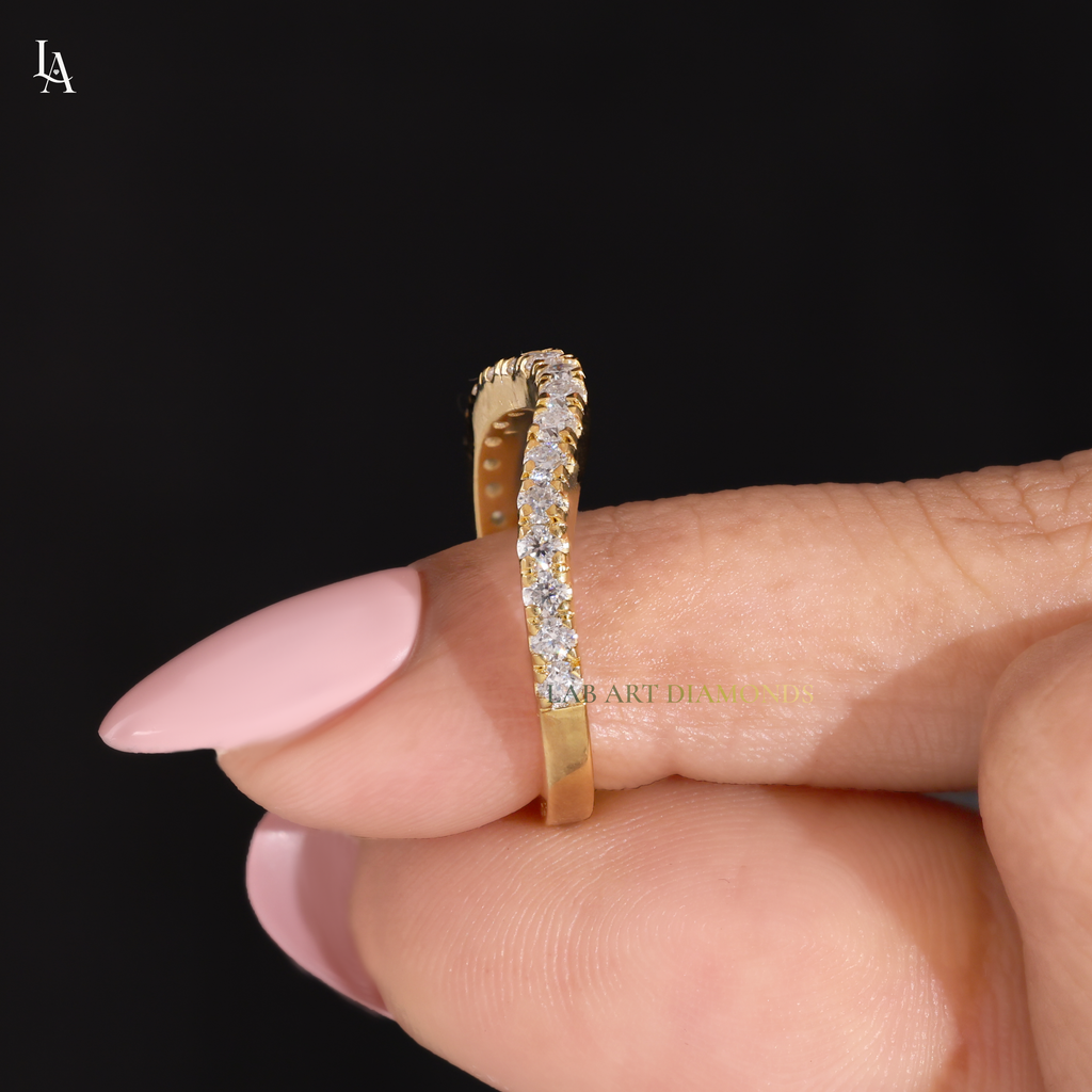 Curved U Shape Pave Contour Band