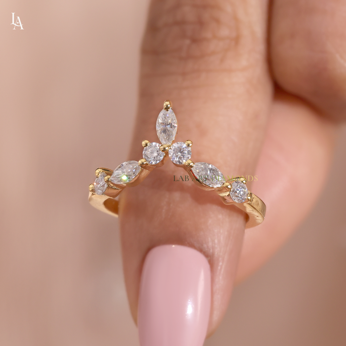 Marquise Cut Tiara Curved Contour Ring