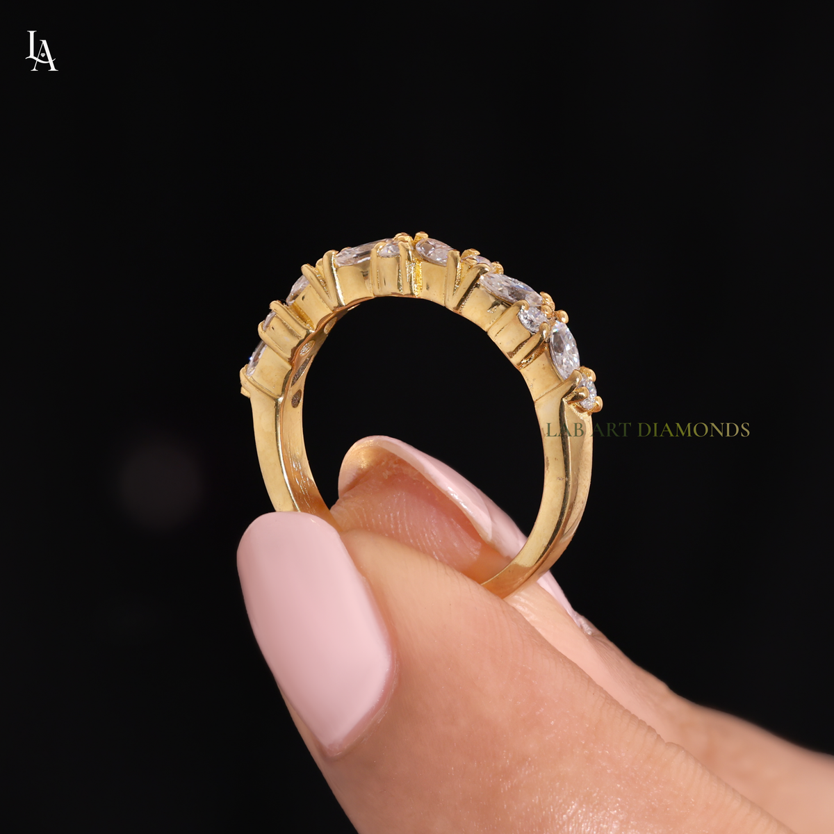 Marquise Cut Cluster Leaf Band