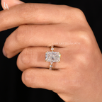 Radiant Cut Hidden Halo Marquise Eternity Engagement Ring