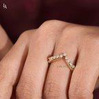 Chevron V Shaped Contour Ring