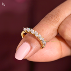 Slanted Leaf Marquise 7 Stone Half Eternity Band