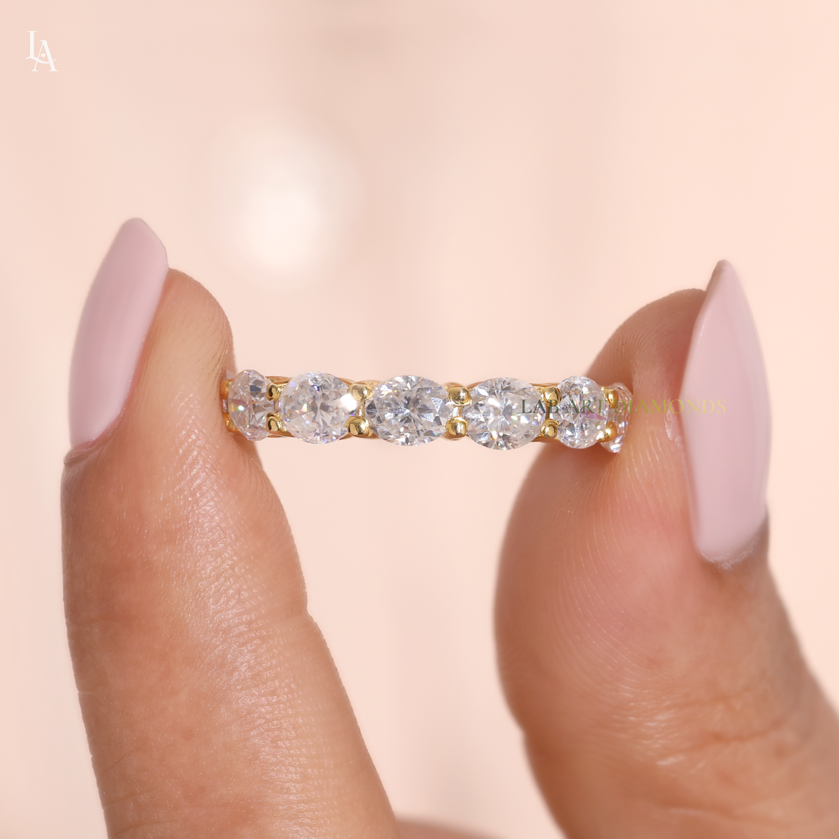 Oval Cut Half Eternity Band