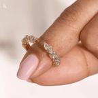 Floral Cluster Marquise Wide Leaf Wedding Band