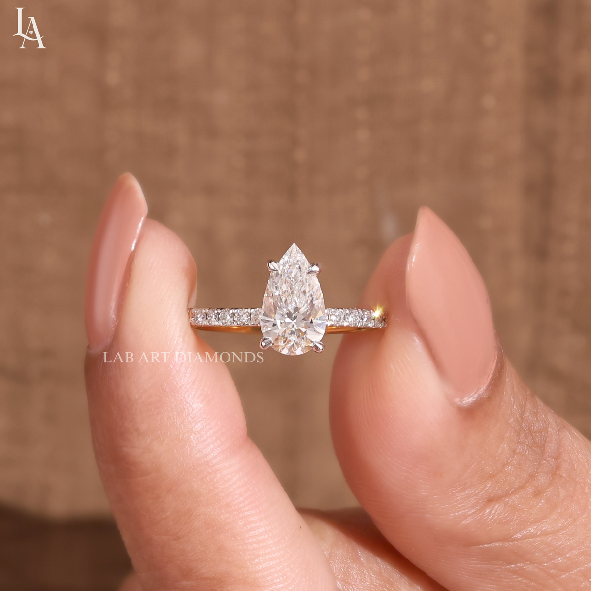 Pear Cut Tear Drop Solitaire Engagement Ring