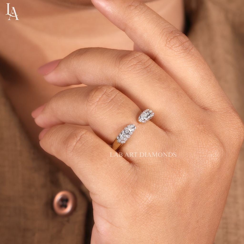 Dome Pave Diamond Open Cuff Ring