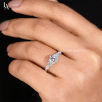 Round Cut Cascading Side Stones Engagement Ring