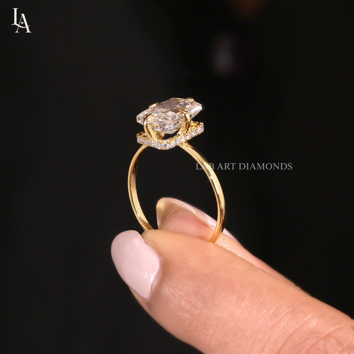 Radiant Cut Hidden Halo Solitaire Engagement Ring