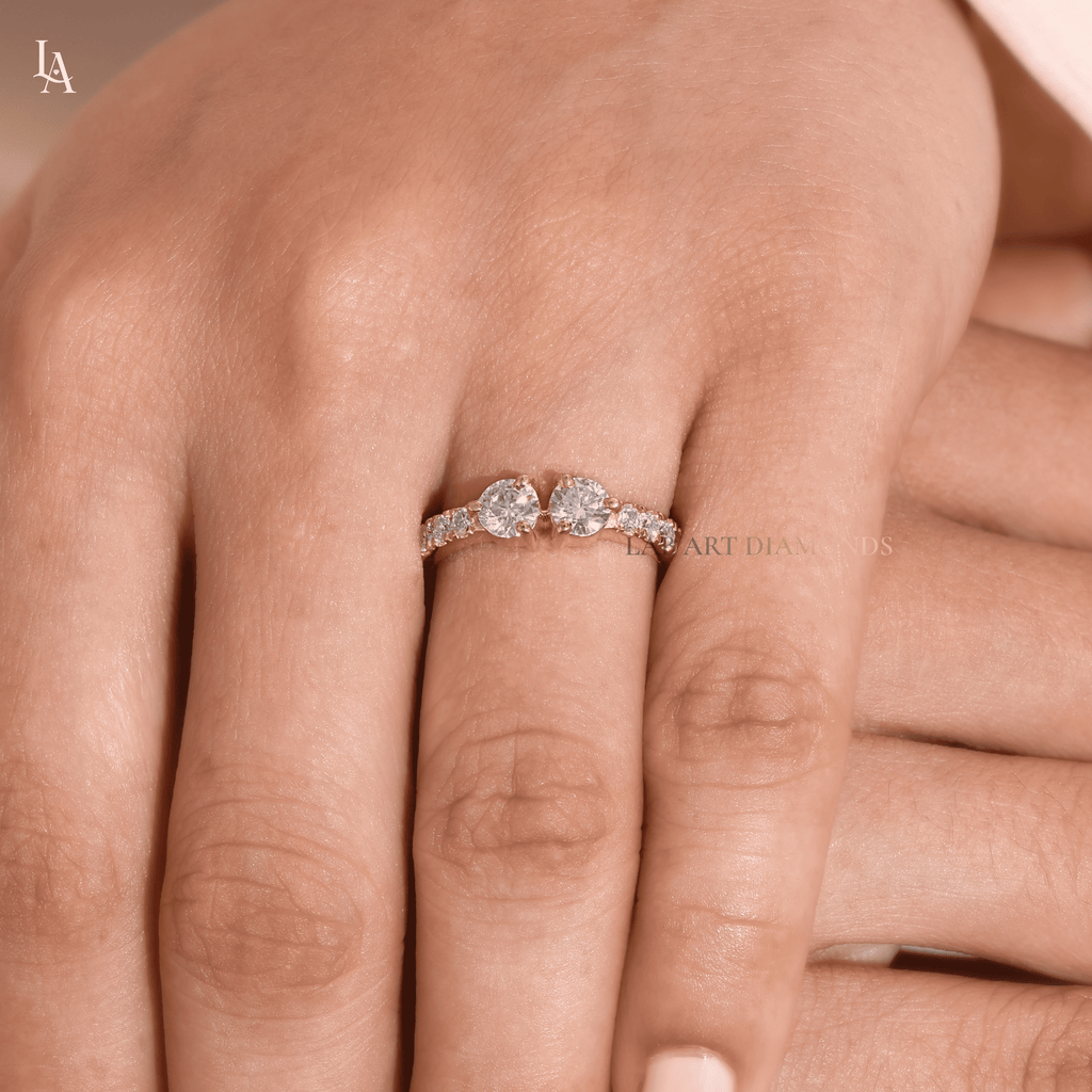 Toi et Moi Minimalist Bridal Engagement Band