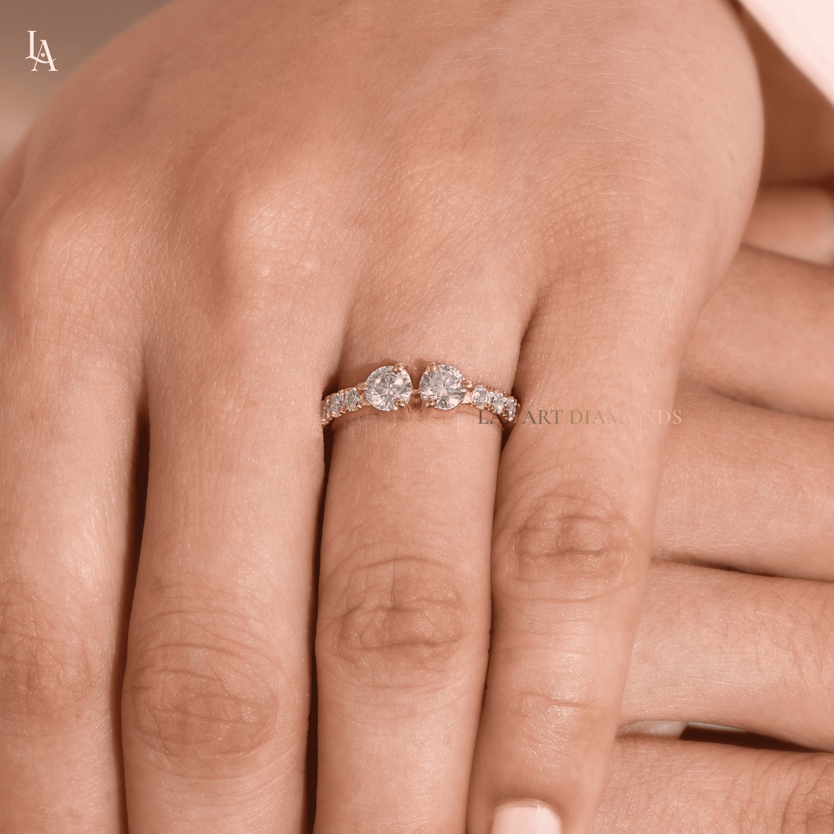 Toi et Moi Minimalist Bridal Engagement Band
