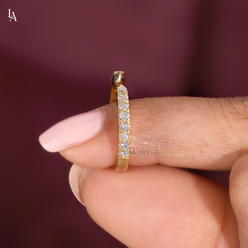 Modern Open Cuff Round Pave Half Eternity Adjustable Band