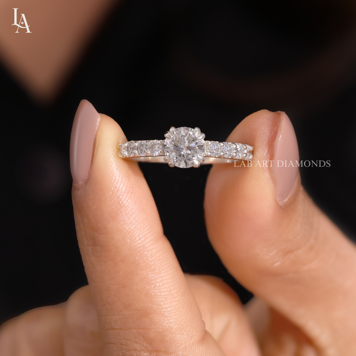 Round Cut Twisted Vine Engagement Ring