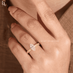 Marquise Cut Vintage Hand Engraved Solitaire Engagement Ring