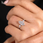 Marquise Cut 3 Stone Kite Side Art Deco Engagement Ring