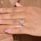 Pear Cut Halo Pave Band Engagement Ring