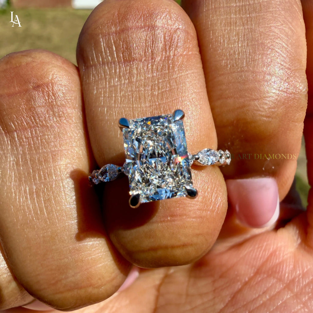 Radiant Cut Hidden Halo Engagement Ring