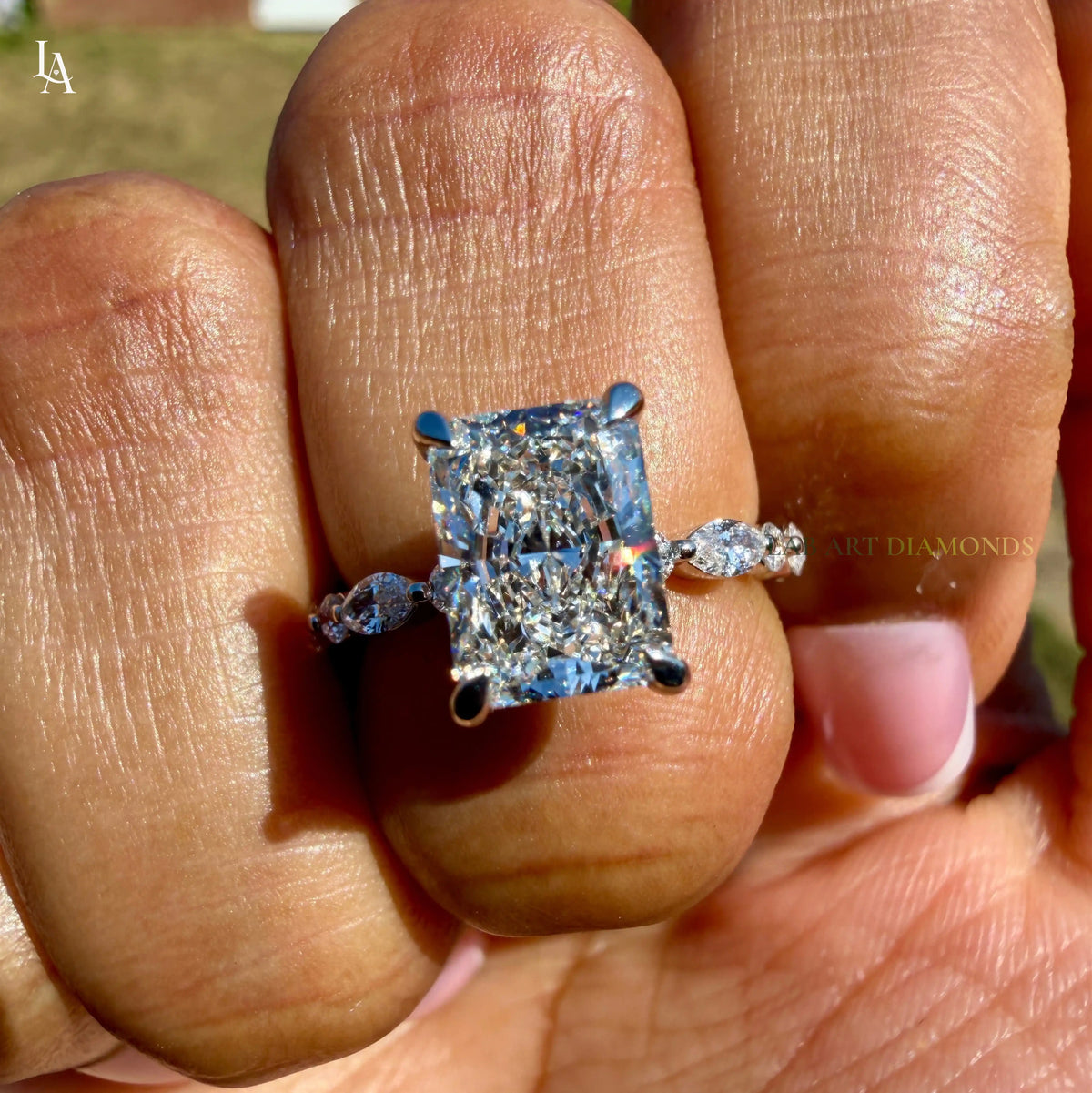 Radiant Cut Hidden Halo Engagement Ring