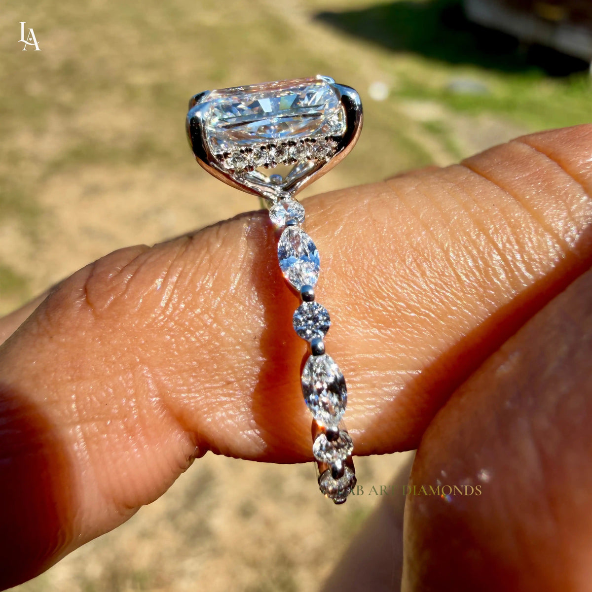 Radiant Cut Hidden Halo Engagement Ring