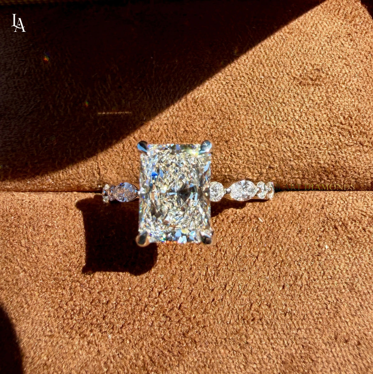 Radiant Cut Hidden Halo Engagement Ring