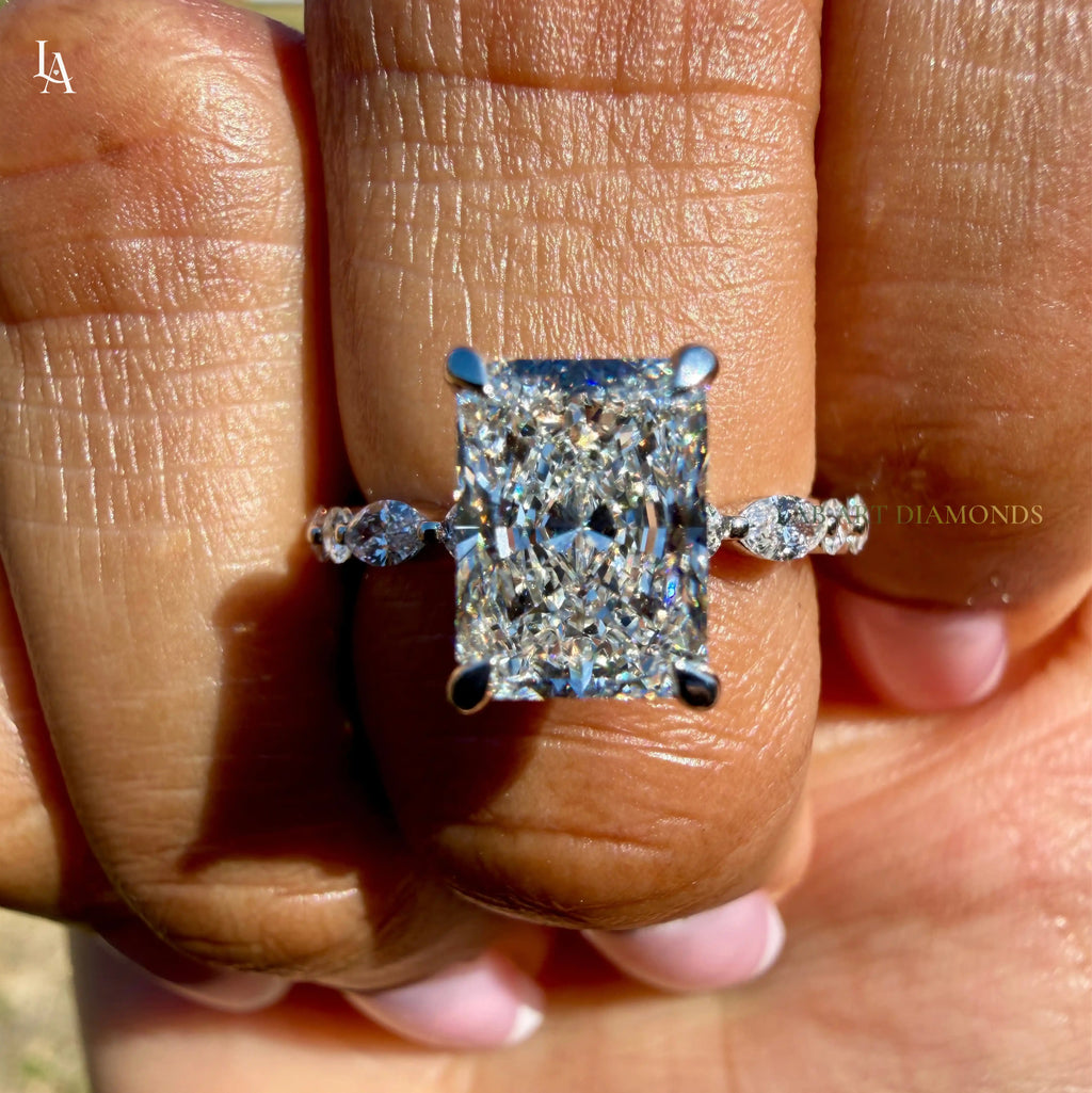 Radiant Cut Hidden Halo Engagement Ring