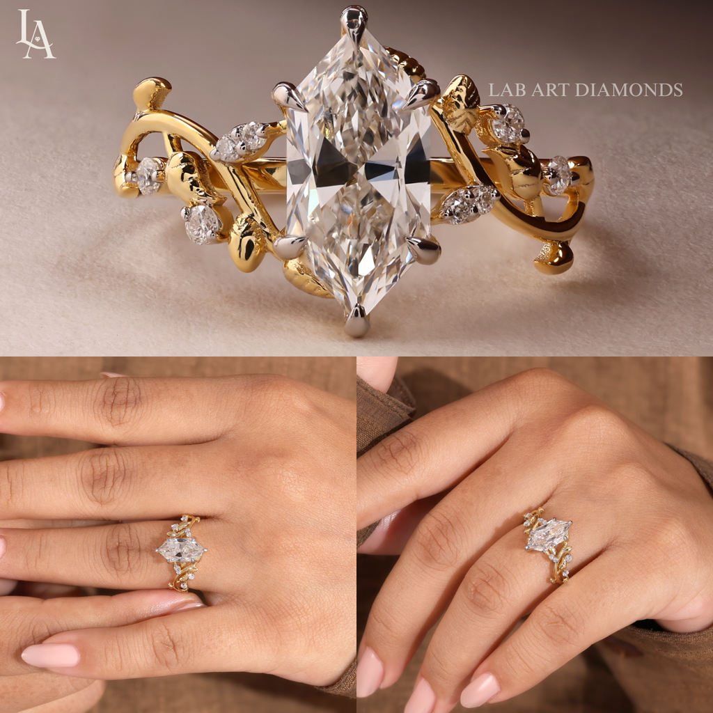 Marquise Cut Nature Inspired Engagement Ring