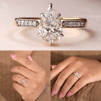 Pear Cut Tapered Pave Band Engagement Ring