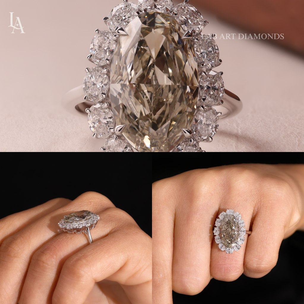 Large Oval Cut Champagne Statement Cocktail Ring