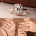 Round Cut Bezel Set Halo Engagement Ring