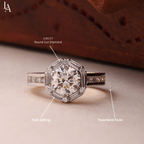 Round Cut Art Deco Halo Engagement Ring