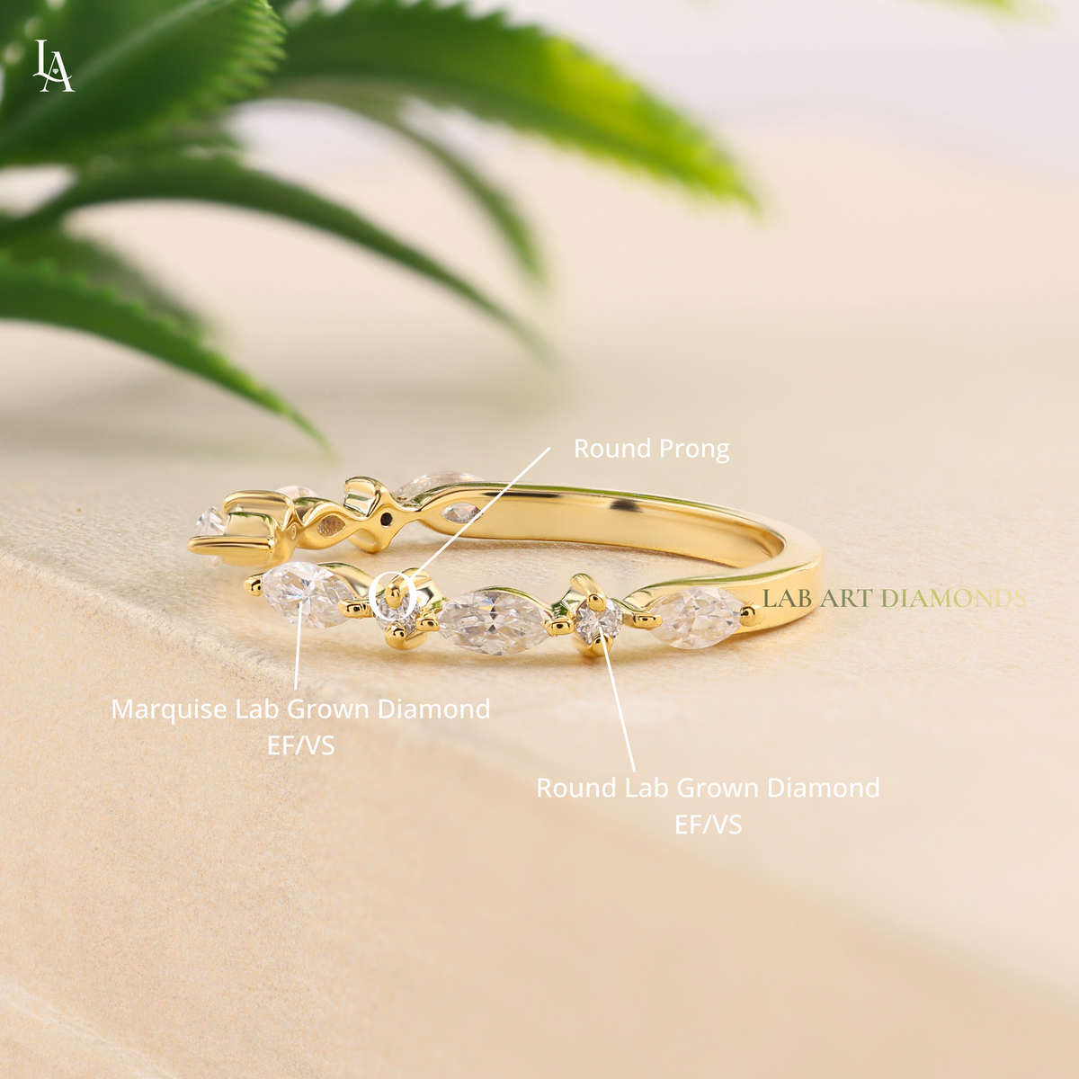 Nature Inspired Marquise Leaf Vine Open Cuff Wedding Band