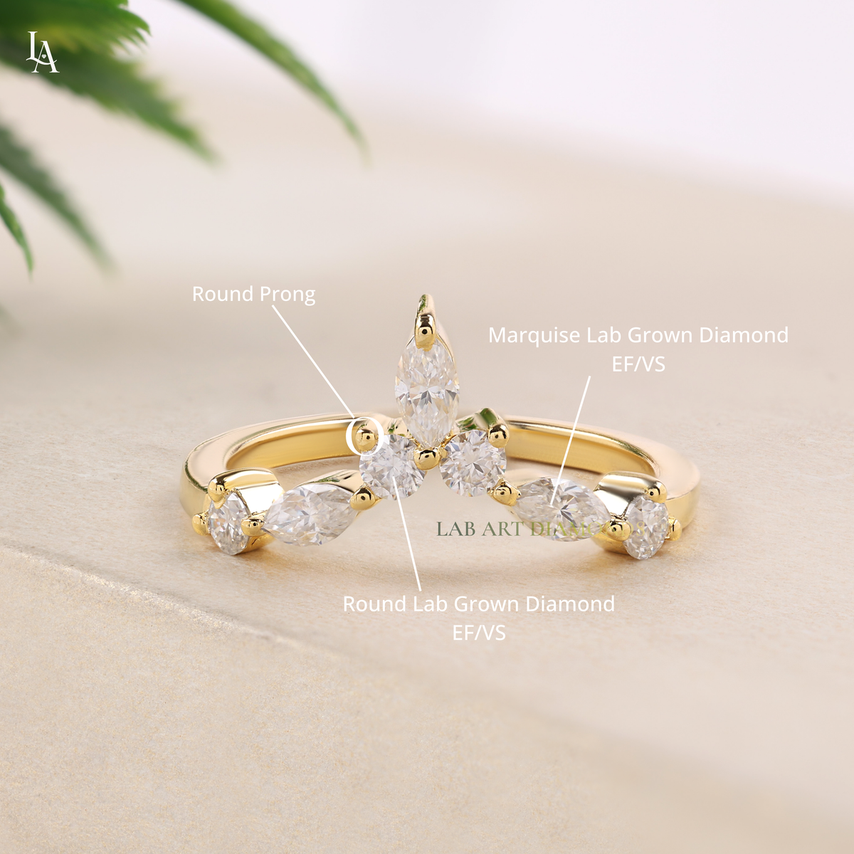 Marquise Cut Tiara Curved Contour Ring