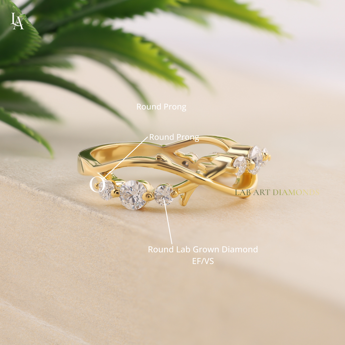 Twing Vine Nature Inspired Leaf Wedding Band