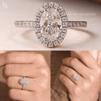 Oval Cut Halo Pave Band Wedding Ring