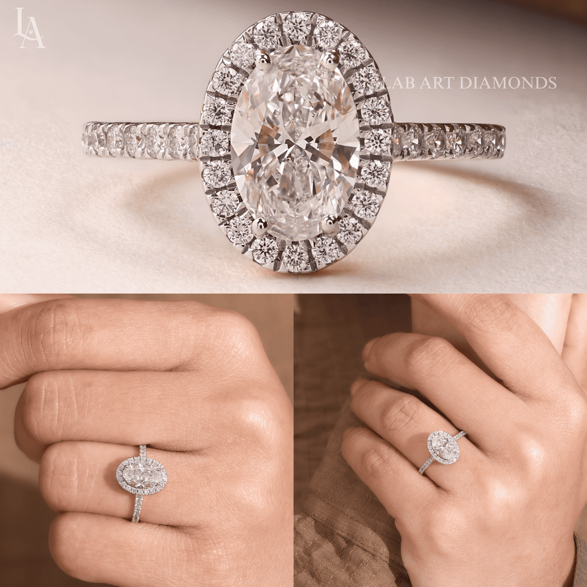 Oval Cut Halo Pave Band Wedding Ring