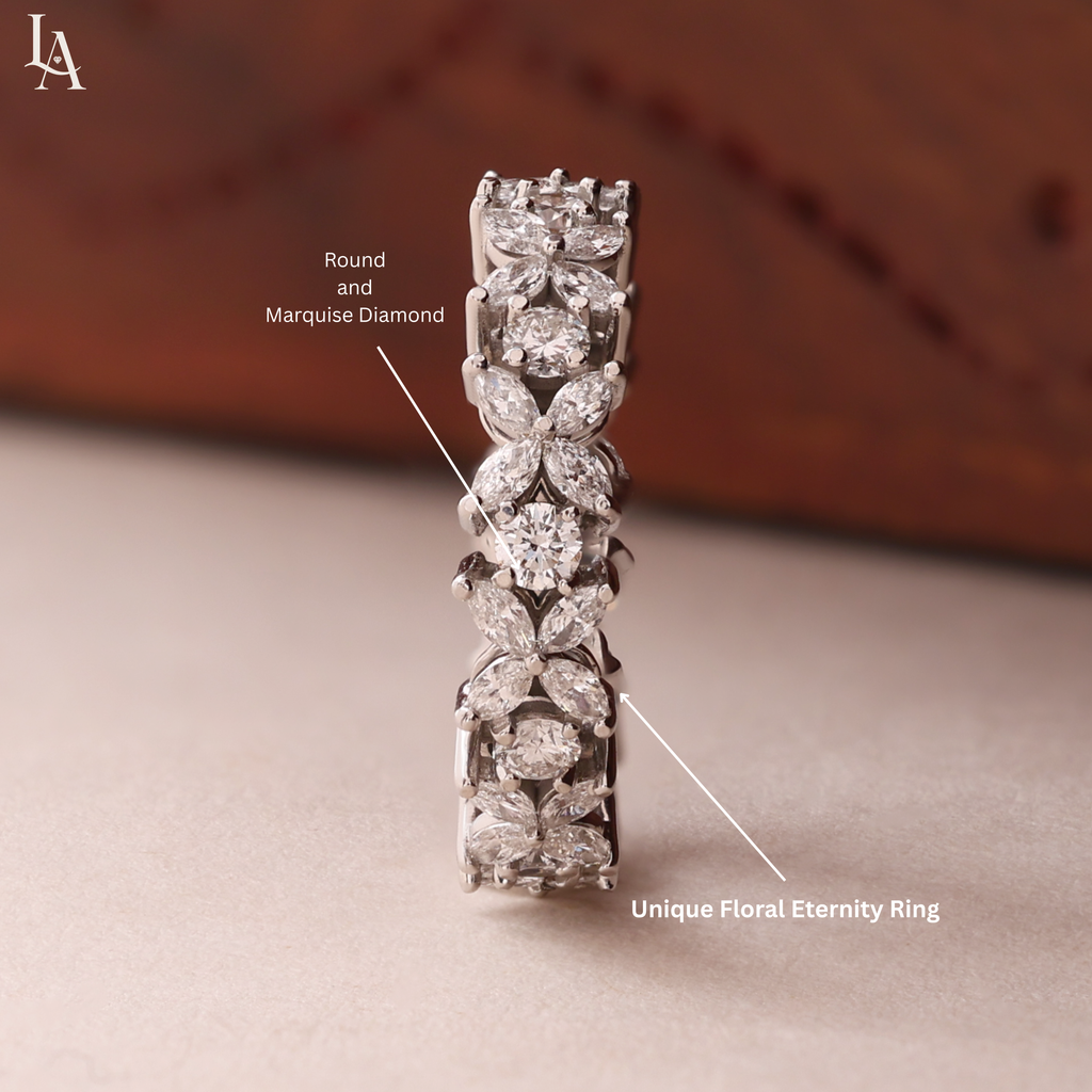 Marquise-Cut  Flower Eternity Band