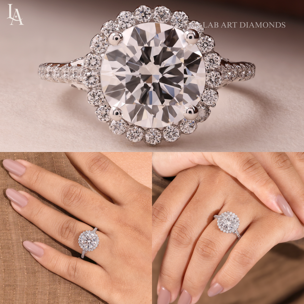 Round Cut Halo Engagement Ring