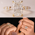 Radiant Cut Hidden Halo Marquise Eternity Engagement Ring