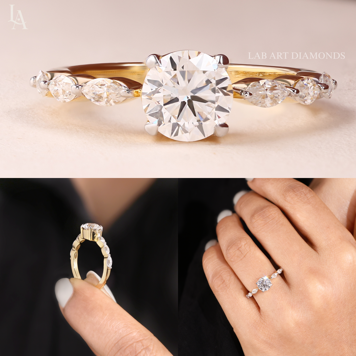 Round Cut Graduated Seven Stone Engagement Ring