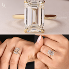 Emerald Cut Hidden Halo Solitaire Engagement Ring