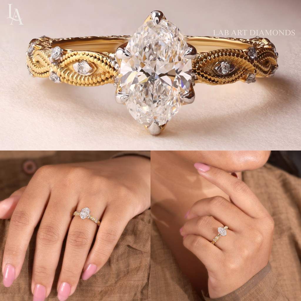 Oval Cut Vintage Milgrain Engagement Ring