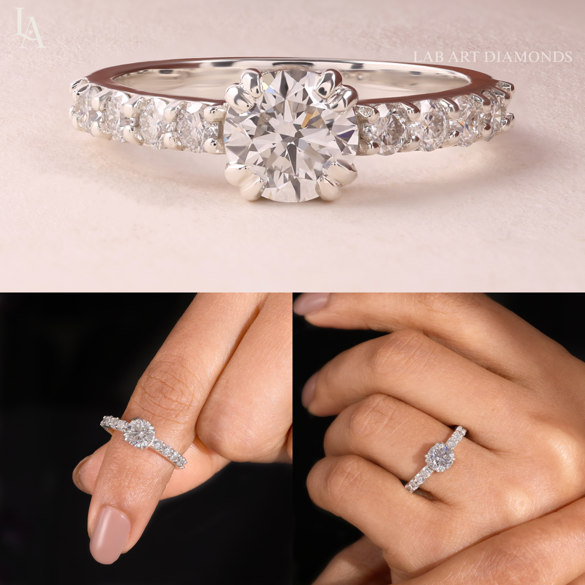Round Cut Pave Engagement Ring