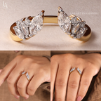 Marquise Cluster Open Leaf Wrap Band